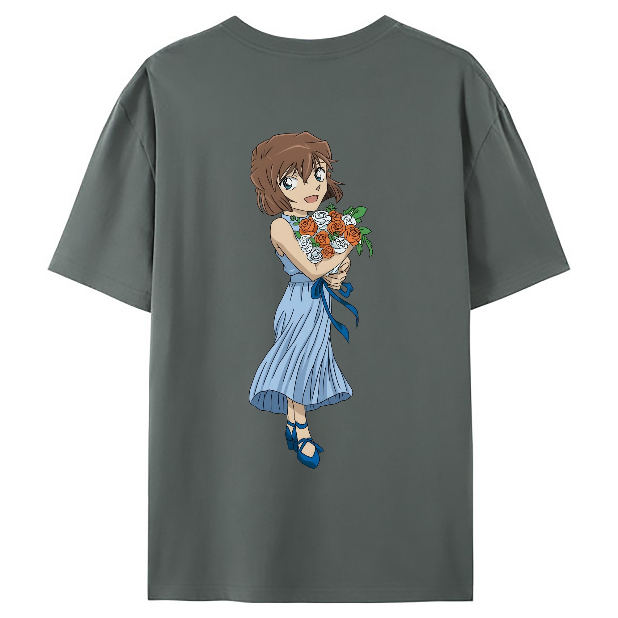 （画像用） 名探偵コナン 灰原 哀 はいばら あい Detective Conan Anita Hailey、Vi Graythorn Haibara Ai 綿100％ メンズ半袖Tシャツ（バックプリント） 通気性